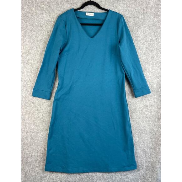 Kettlewell Dresses & Skirts - Kettlewell Dress Womens Large Teal Long Sleeve Midi Stretch Classic Career